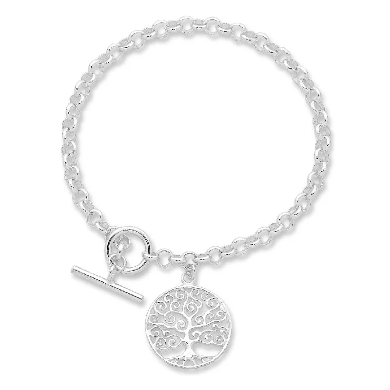 Sterling Silver Tree of Life Belcher Bracelet