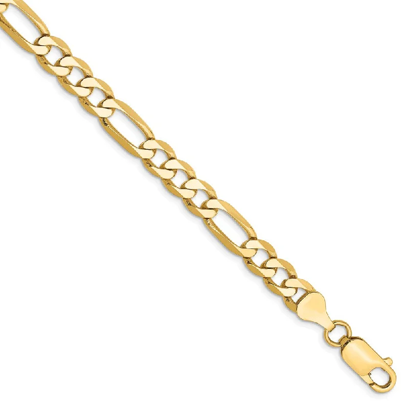 Men's 6.25mm, 14k Yellow Gold, Flat Figaro Chain Bracelet