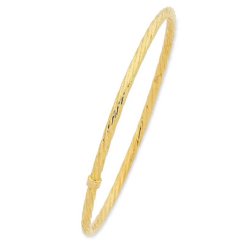 9ct Yellow Gold Silver Infused Twist Bangle