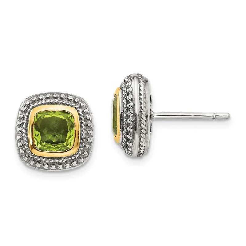 Sterling Silver w/14k Peridot Earrings