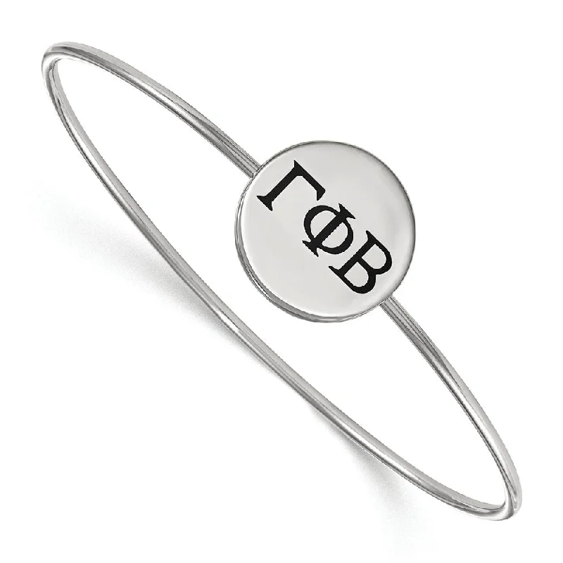 Sterling Silver Gamma Phi Beta Enamel Greek Letters Bangle - 7 in.