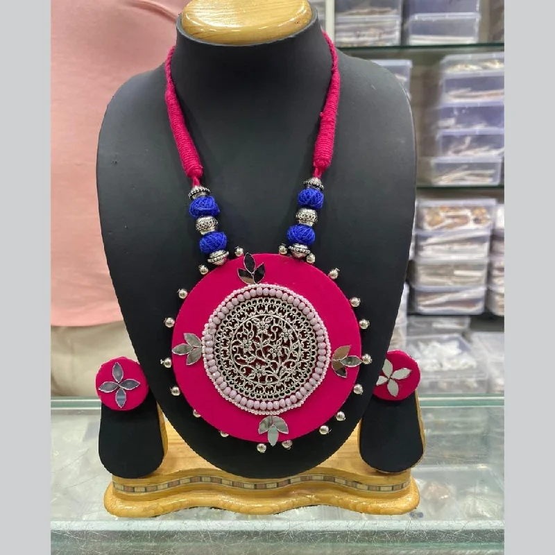 Manisha Jewellery Oxidised Plated Mirror Necklace Set