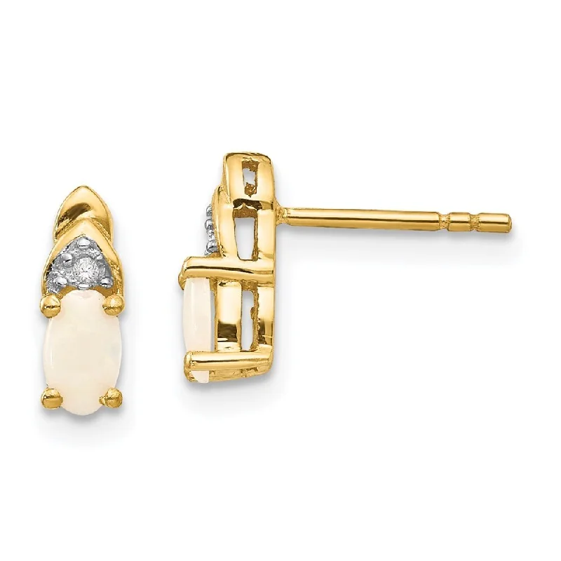 14k Yellow Gold Diamond And Gemstone Earrings (L-9 mm, W-4 mm)