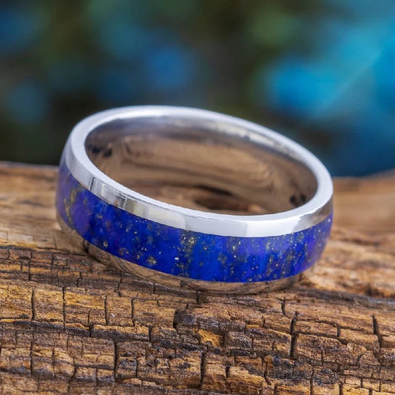 Men's Lapis Lazuli Ring in Titanium