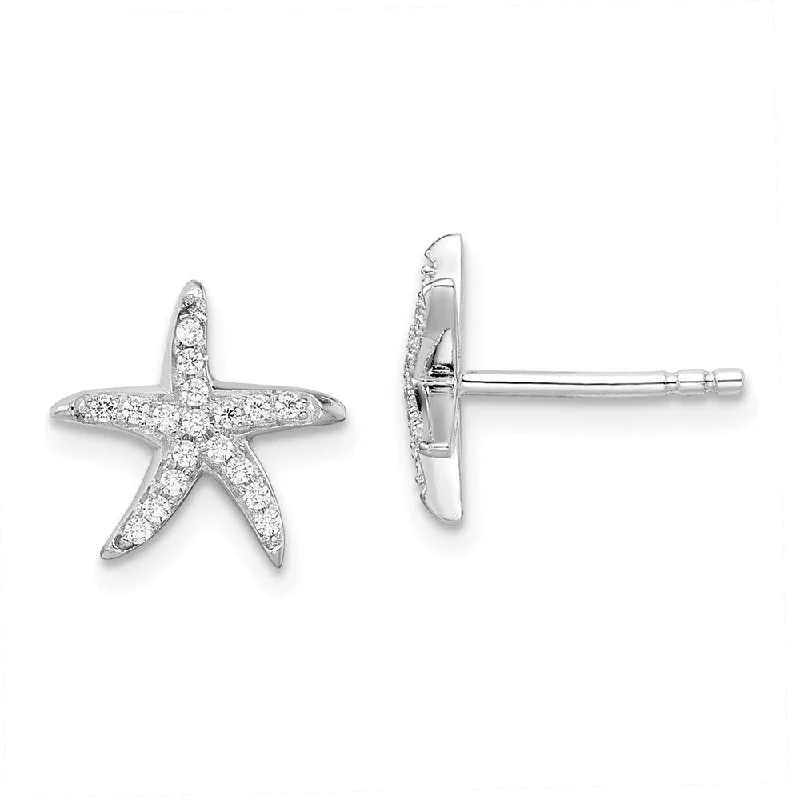 925 Sterling Silver Cubic Zirconia Brilliant Embers Starfish Stud Earrings