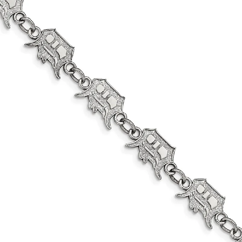 Stainless Steel MLB Detroit Tigers Link Bracelet, 7.25 to 8.75 Inch