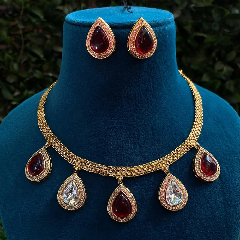 Royal Kundan Jewellery Gold Plated Polki Kundan Necklace Set