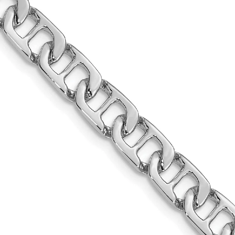 6.5mm 14K White Gold Solid Fancy Anchor Chain Bracelet