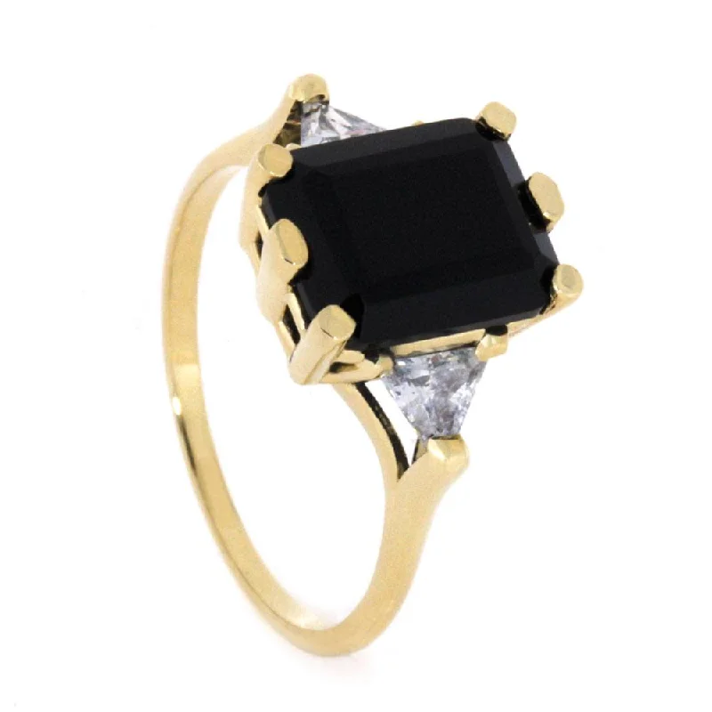 Black Onyx Ring with Triangle Accents