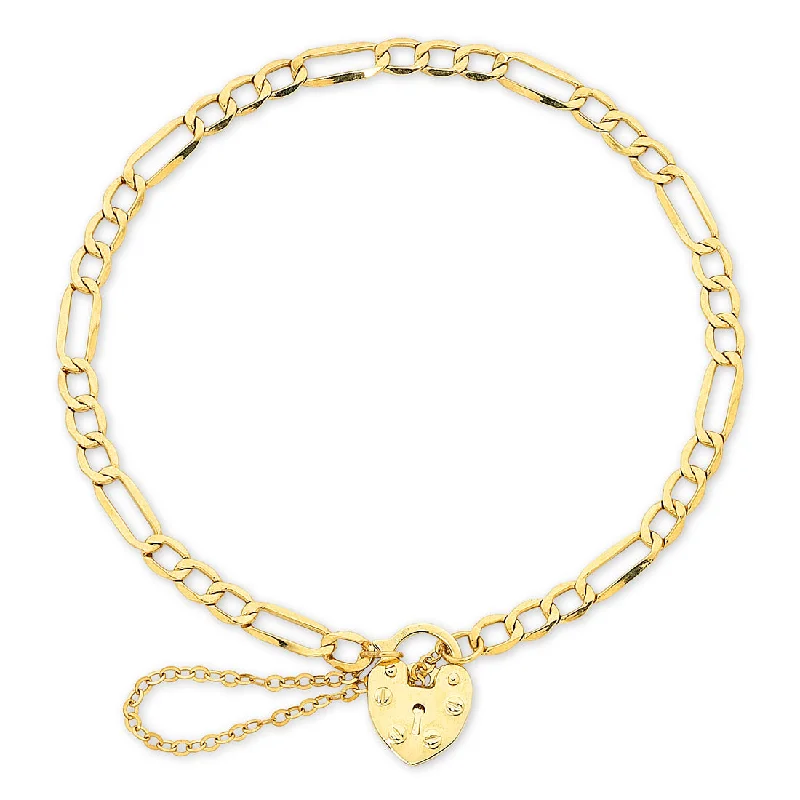 9ct Yellow Gold Silver Infused Padlock Bracelet