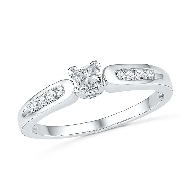 Princess Cut Diamond Engagement Ring With Accented Band