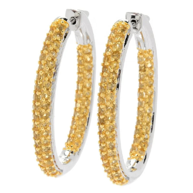 Sterling Silver 1.25" Citrine Inside-out Hoop Earrings