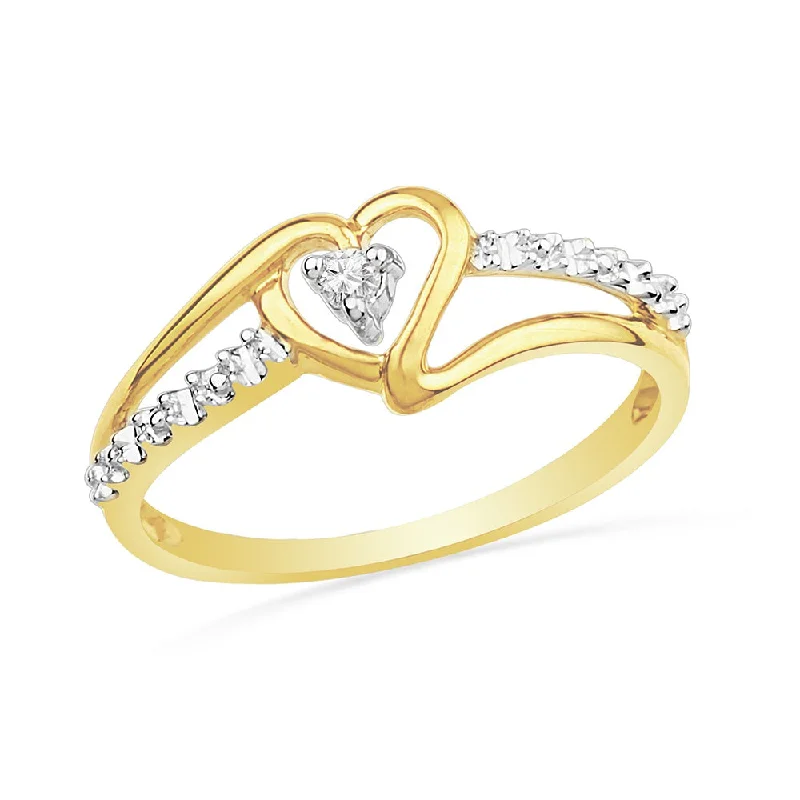 Yellow Gold Diamond Heart Promise Ring