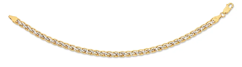 9ct Two Tone Silver Infused Diamond Cut Bracelet