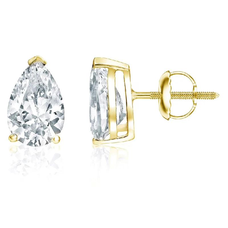 Auriya 2ctw Pear-cut Diamond Stud Earrings 18k Gold (G-H, VS1-VS2)