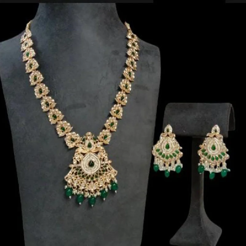 Rudraksh Art Gold Plated Pota Stone And Beads Necklace Set