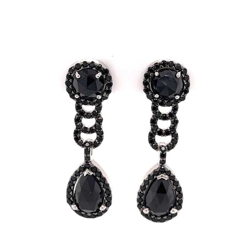 925 Sterling Silver Black Spinel Dangle Earrings