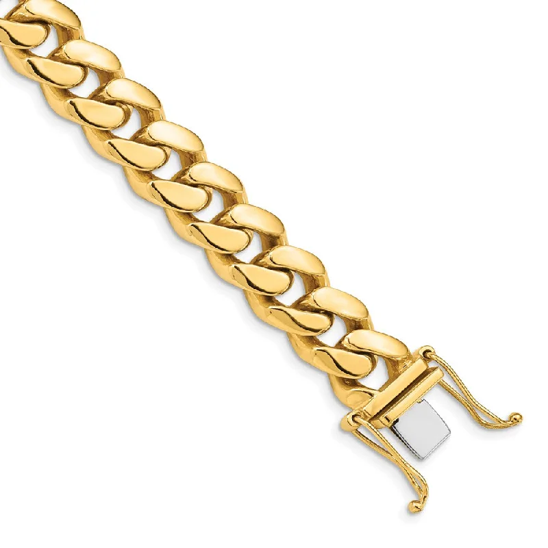 Mens 10.7mm 14K Yellow Gold Miami Cuban (Curb) Chain Bracelet, 8.25 In