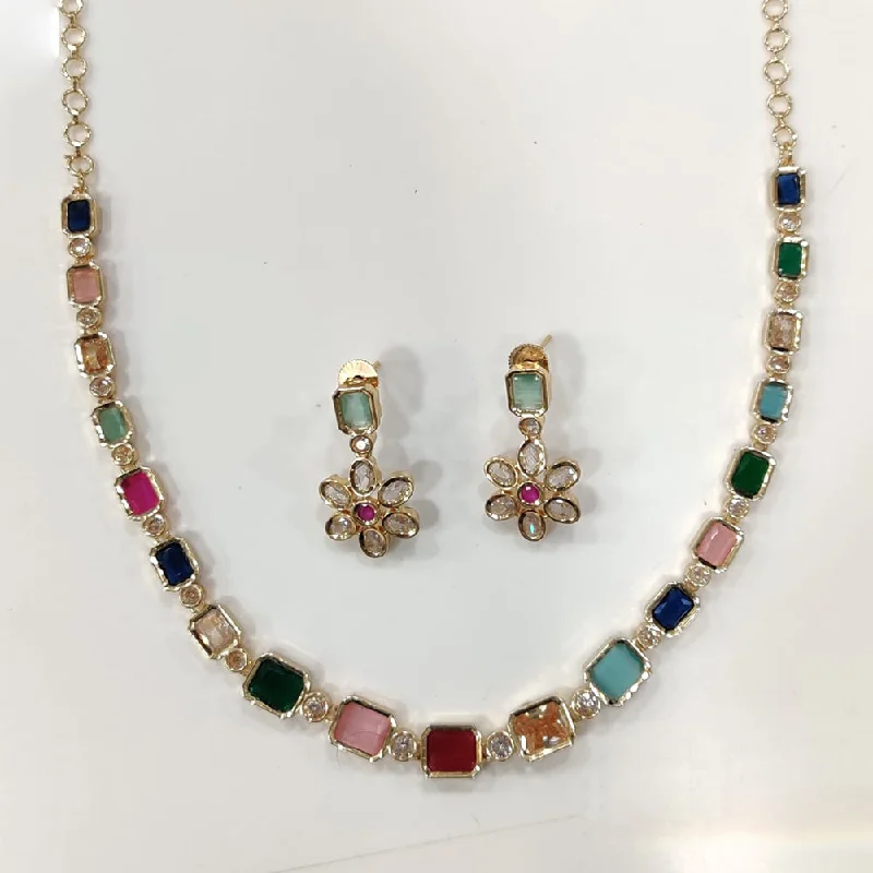 JCM Gold Plated Crystal And Austrian Stone Necklace Set