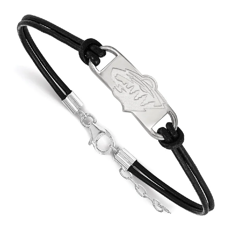 Sterling Silver & Leather NHL Minnesota Wild Adj. Bracelet