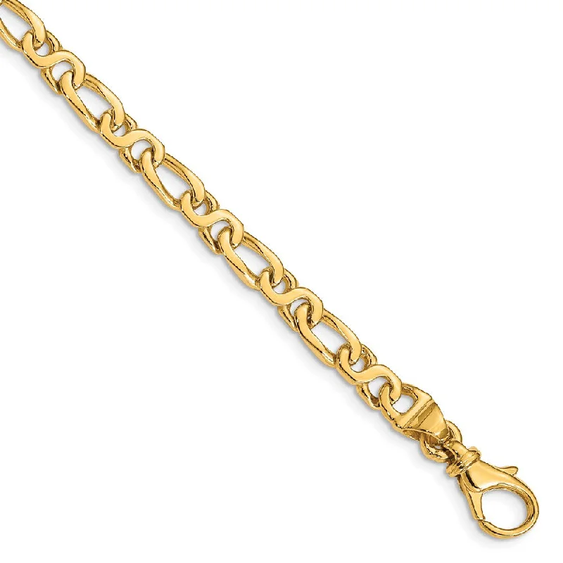 4.75mm 14K Yellow Gold Modified Figaro Chain Bracelet