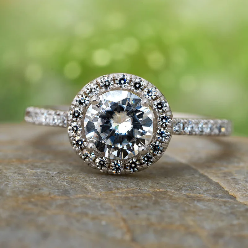 Charles & Colvard Moissanite Halo Engagement Ring