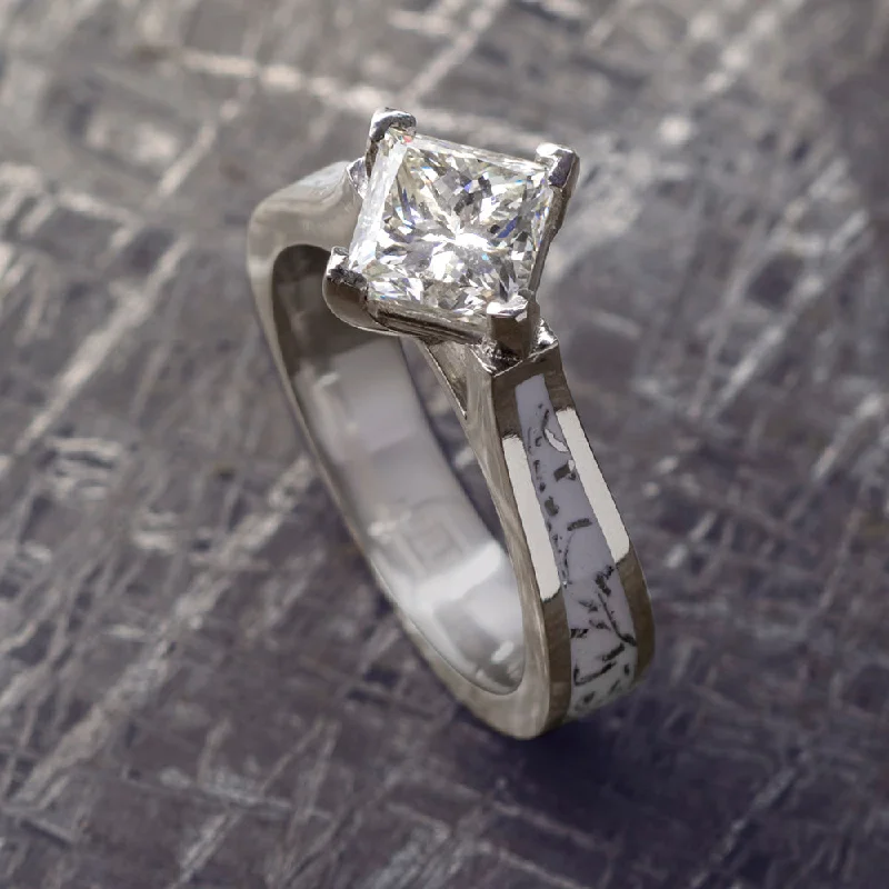 Platinum Solitaire Engagement Ring With Stardust