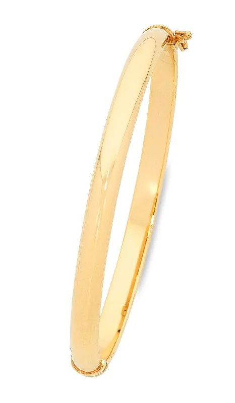 9ct Yellow Gold Silver Infused Oval Hinge Bangle