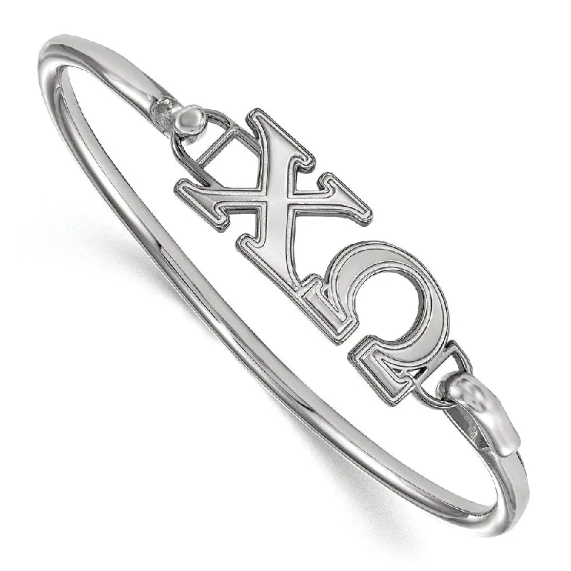 Sterling Silver Chi Omega Clasp Bangle - 8 in.