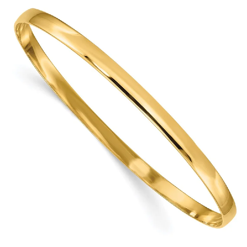 4mm 14k Yellow Gold Polished Half Round Solid Bangle Bracelet