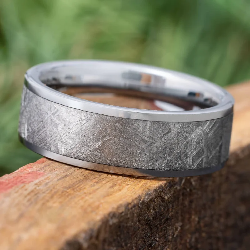 Men's Tungsten & Meteorite Wedding Band