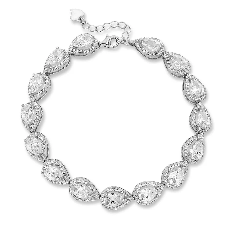 Sterling Silver Zirconia Teardrop Bracelet