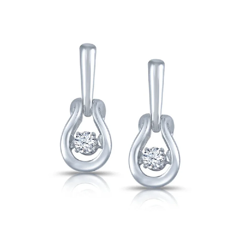 Auriya 14k White Gold 1/6ct TDW 'Dancing Stone' Moving Diamond Earrings