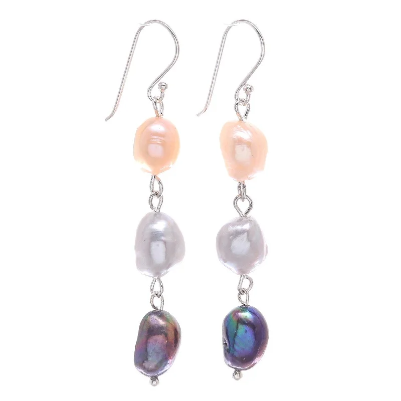 NOVICA Candy Pearl, Cultured pearl dangle earrings - 2.4*0.4