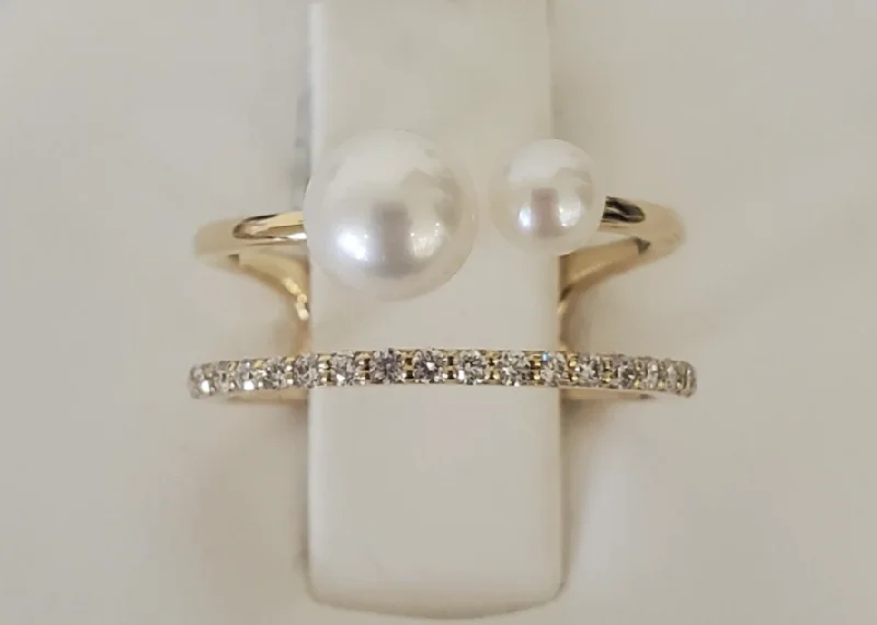 14kt Yellow Gold Double Band Pearl Ring