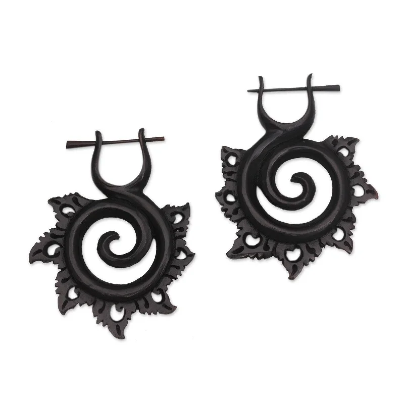 NOVICA Dark Chakra, Horn drop earrings