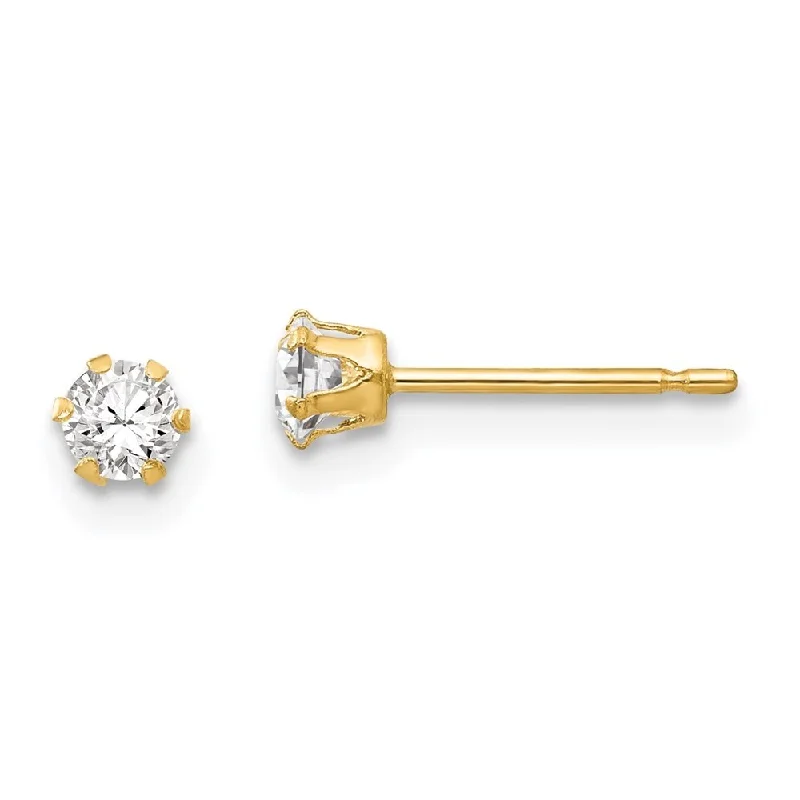 14k Yellow Gold Cubic Zirconia Stud Earrings (L-3 mm, W-3 mm)