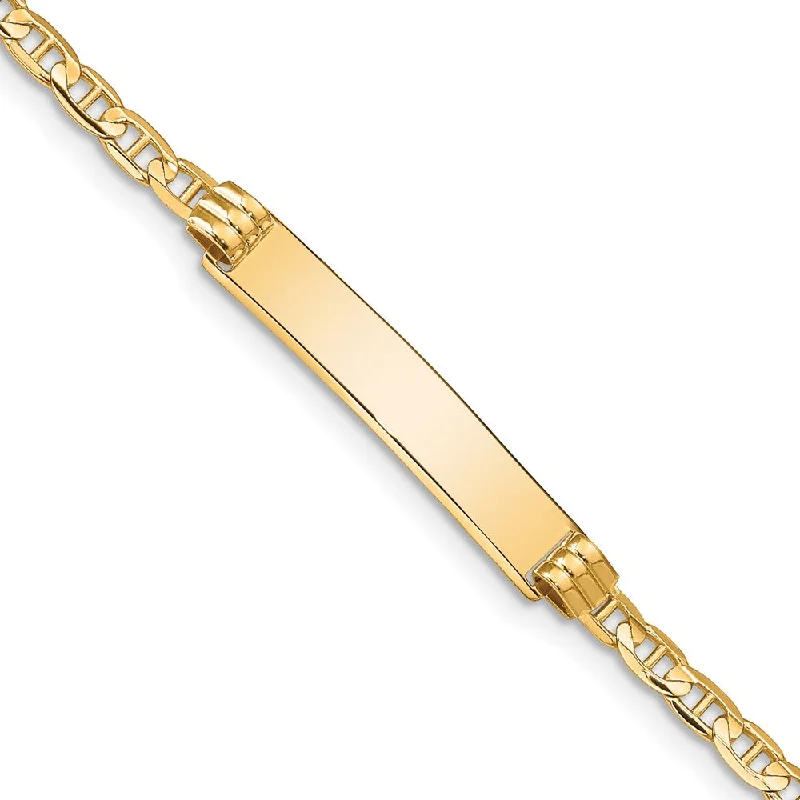 14k Yellow Gold Anchor Link I.D. Bracelet with Lobster Clasp - 7 Inch