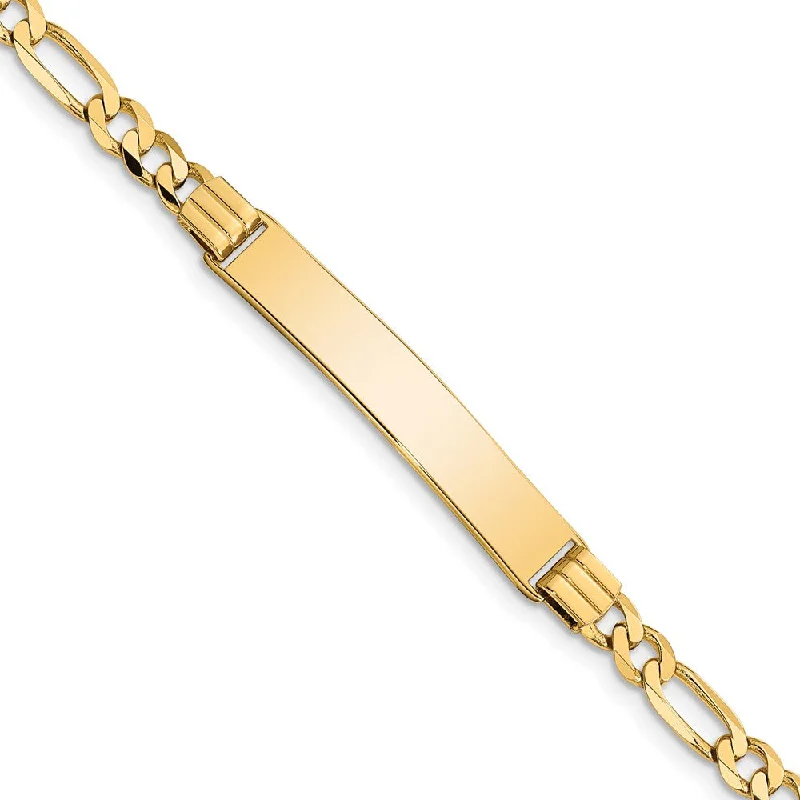 Ladies 14k Yellow Gold Solid Figaro I.D. Bracelet, 7 Inch