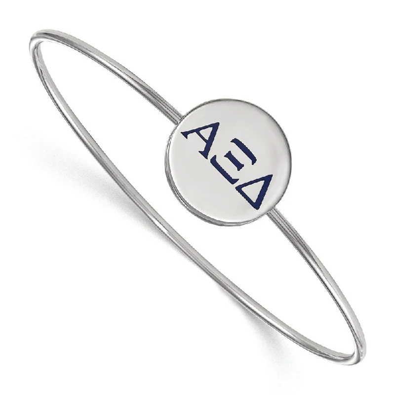 Sterling Silver Alpha Xi Delta Enamel Greek Letters Bangle - 6 in.