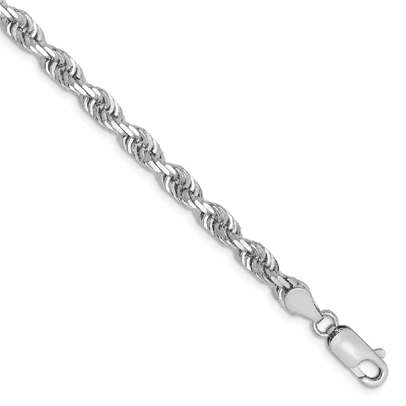 4.5mm, 14k White Gold D/C Quadruple Rope Chain Bracelet