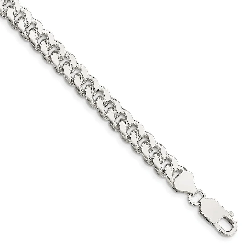 Men's 7mm, Sterling Silver Solid D/C Domed Curb Chain Bracelet