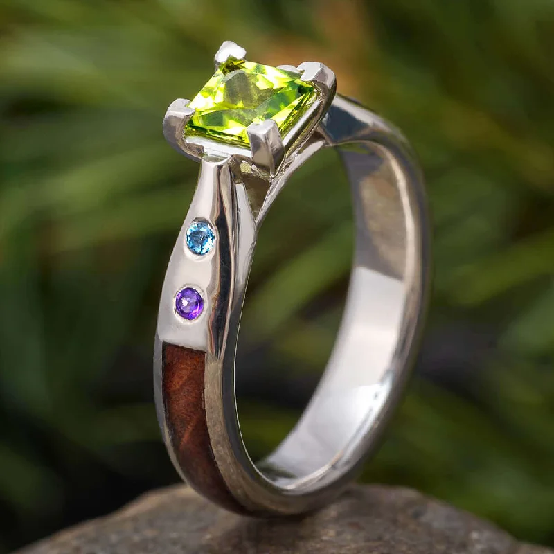 Birthstone Engagement Ring With Redwood