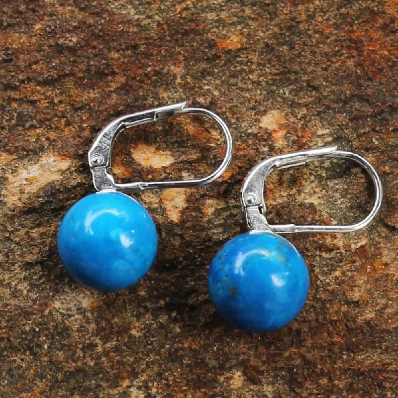 Sterling Silver Drop Earrings, 'Pure Blue' (Thailand)