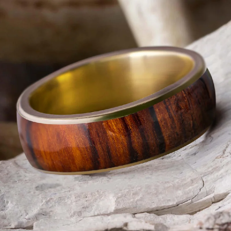 Exotic Rosewood Wedding Band With Matte Finish