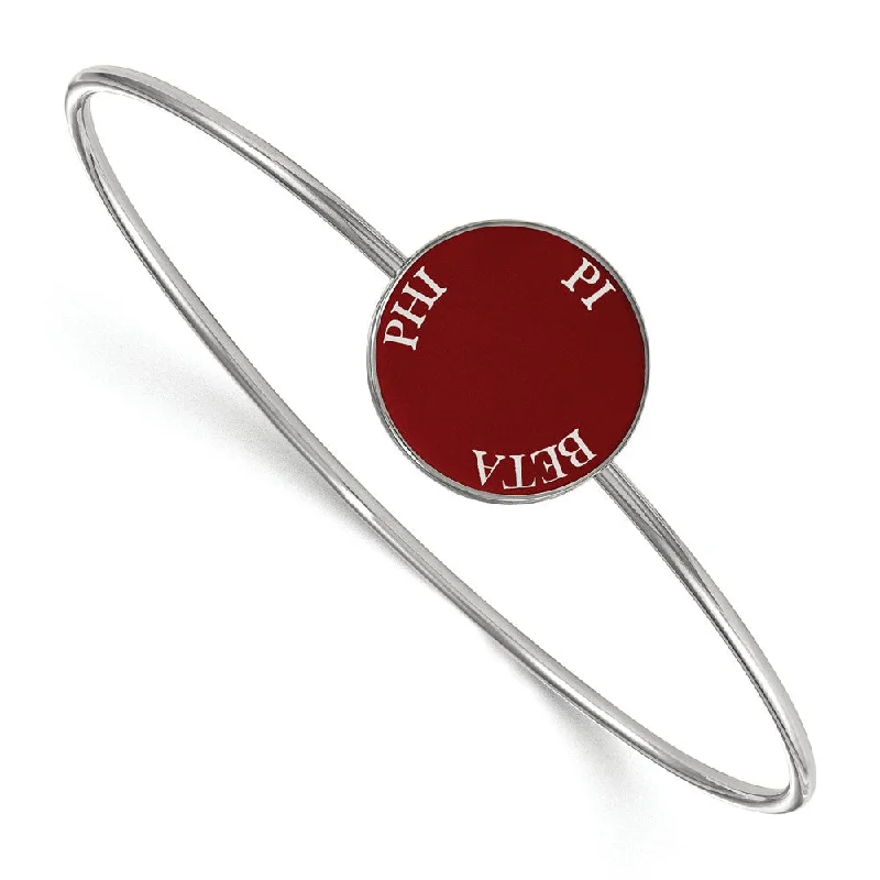 Sterling Silver Pi Beta Phi Red Enamel Bangle - 8 in.