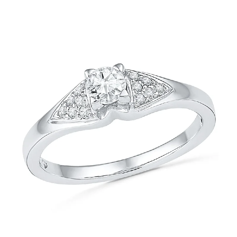 Diamond Engagement Ring With Unique Triangle Accents