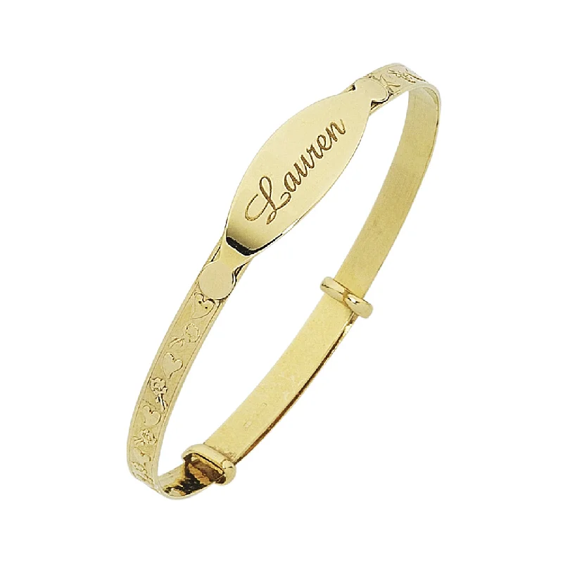 9ct Yellow Gold Personalised Baby or Toddler ID Bangle