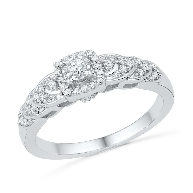 Square Halo Diamond Engagement Ring