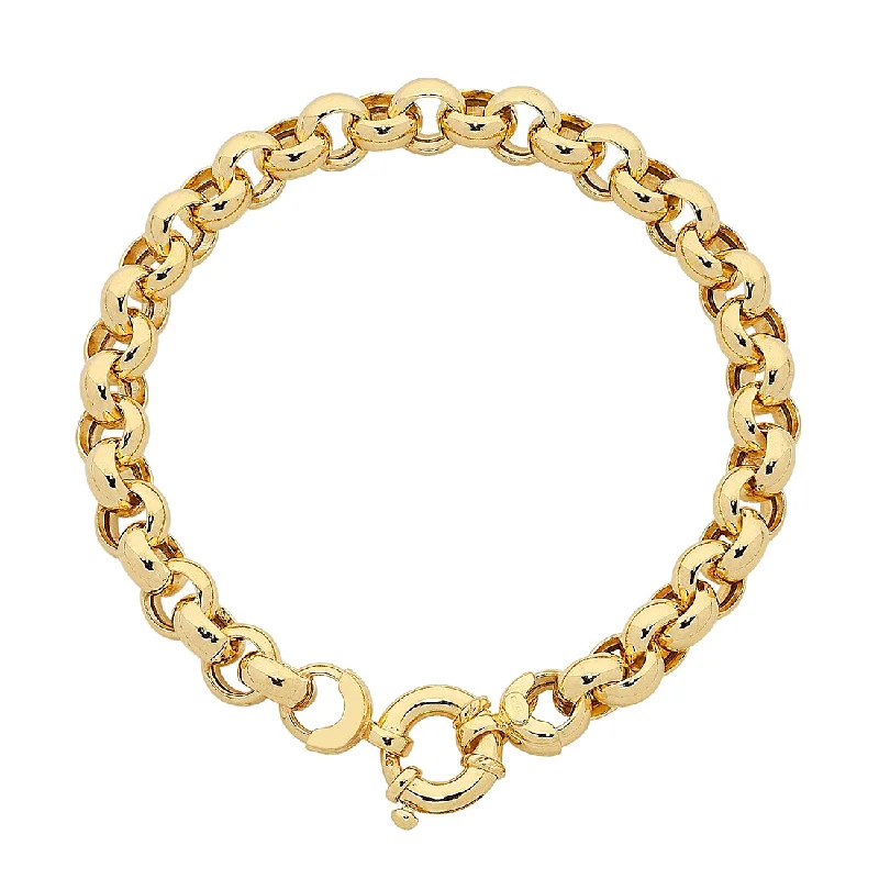 9ct Yellow Gold Silver Infused Bolt Ring Bracelet